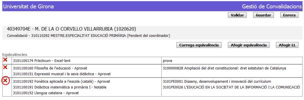 Esborrar una equivalència