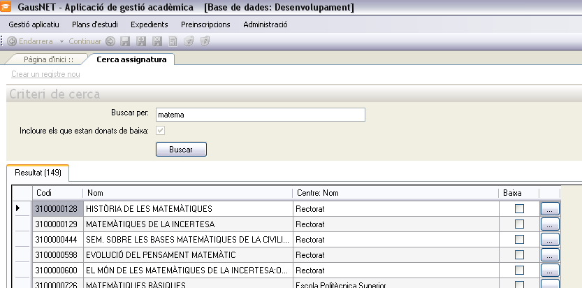Cerca d'assignatures